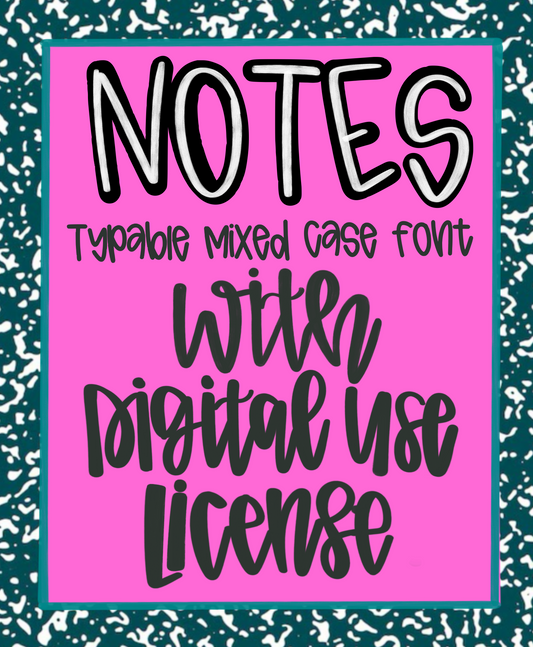 NOTES  WITH DIGITAL USE LICENSE OTF TTF TYPABLE FONT