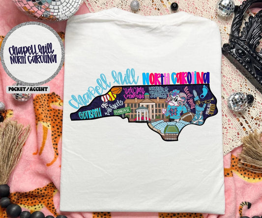 Chapell hill, Preppy State Wht Lettering Digital Download PNG