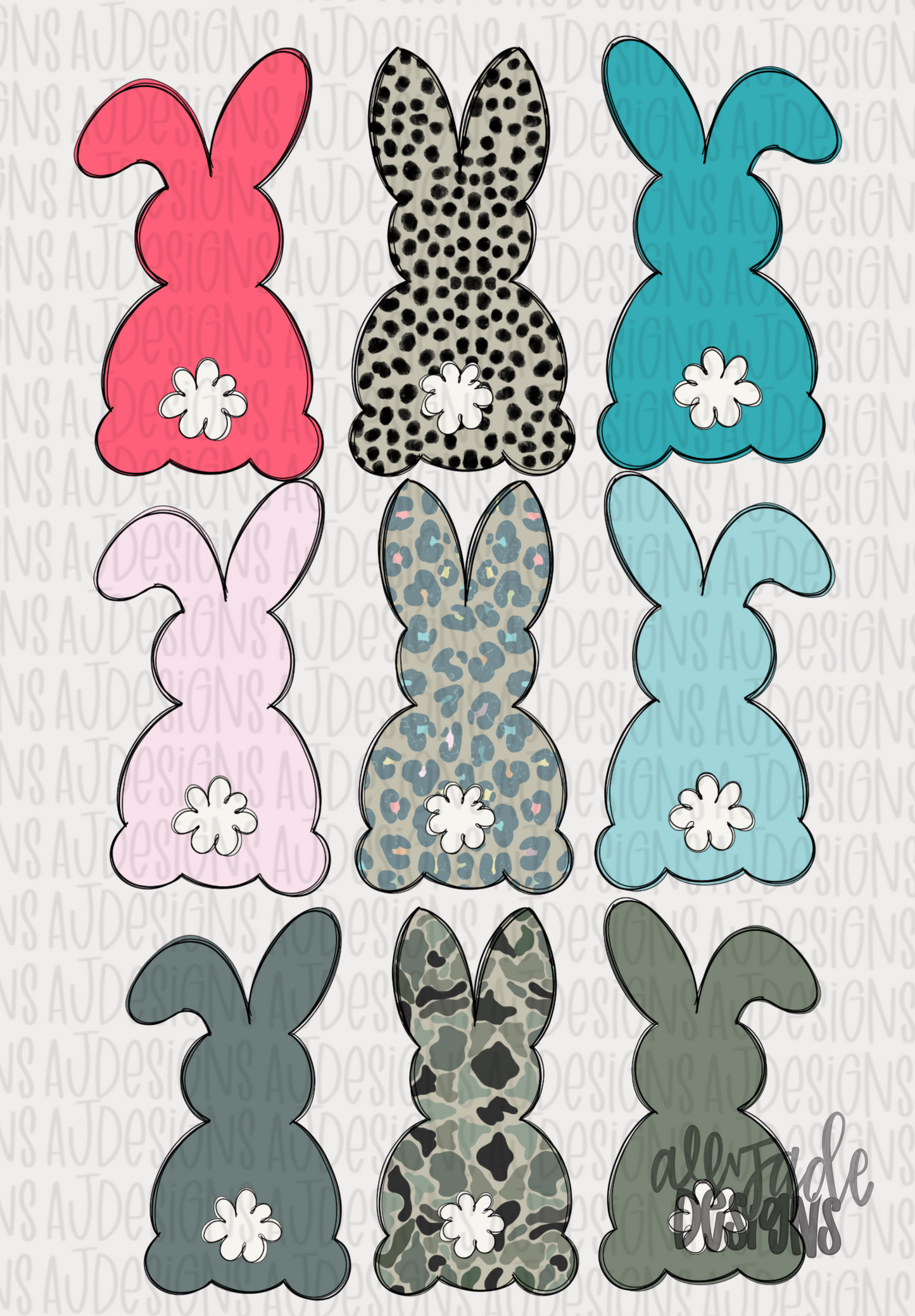 Bunny Trio Bundle Digital Download PNG