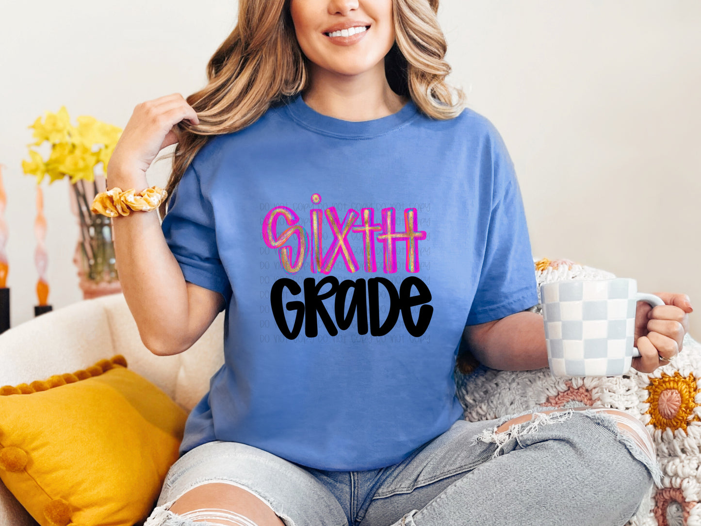 Sixth Grade Amy Distressed Digital Download PNG