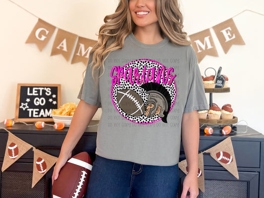 Spartans Dotted Pink Football Digital Download PNG